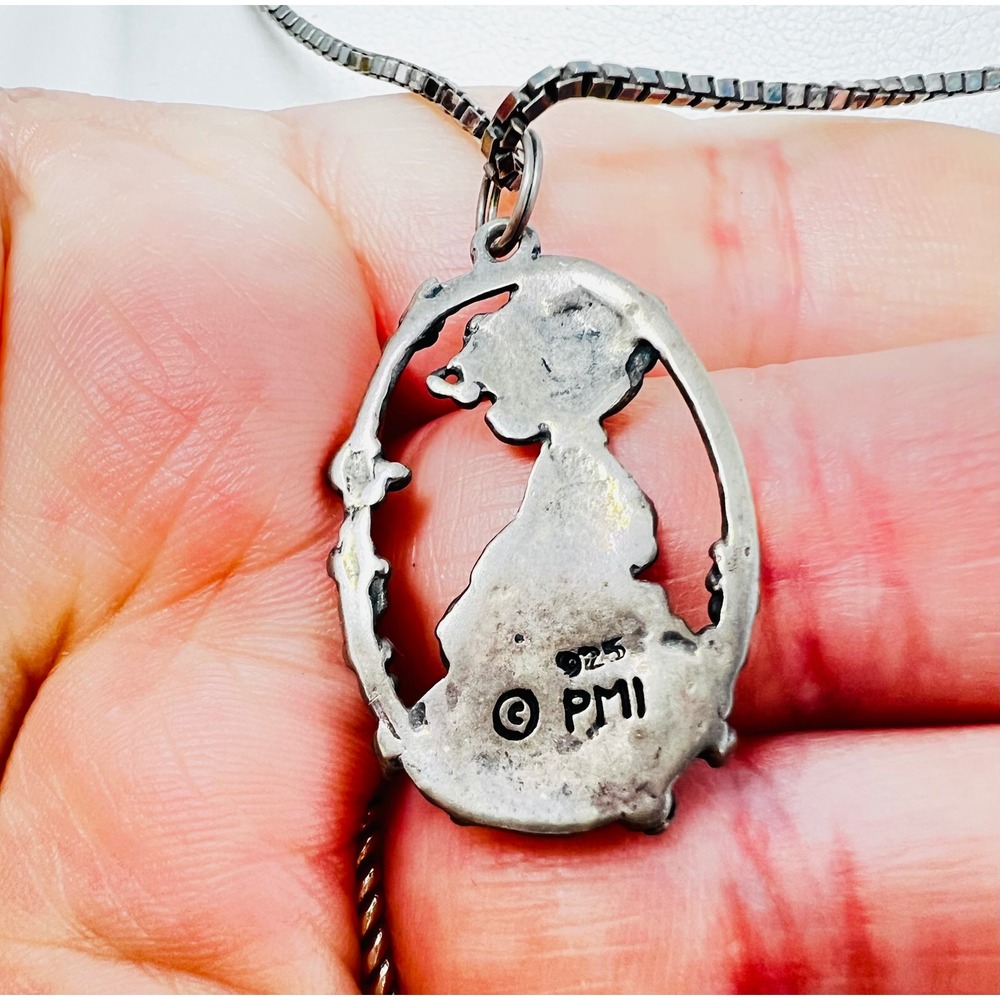 Vintage Precious Moments Sterling Silver 925 Girl Pendant Box Chain Necklace - Picture 5 of 8